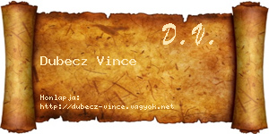Dubecz Vince névjegykártya